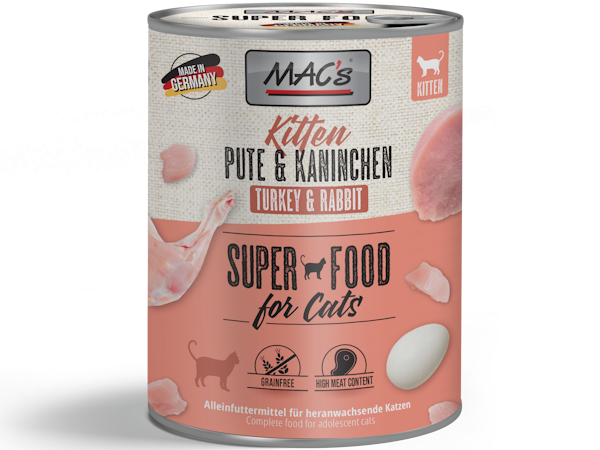 Mac's Kittenvoer Blikjes 800g kalkoen & konijn Mac's Kittenvoer Blikjes 800g kalkoen & konijn